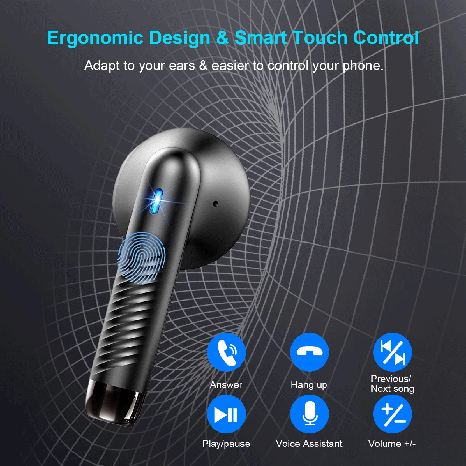 Wireless Earbuds, Bluetooth 5.3 Headphones in Ear with Noise Cancelling Mic, 32H Playback Sports Headphones.