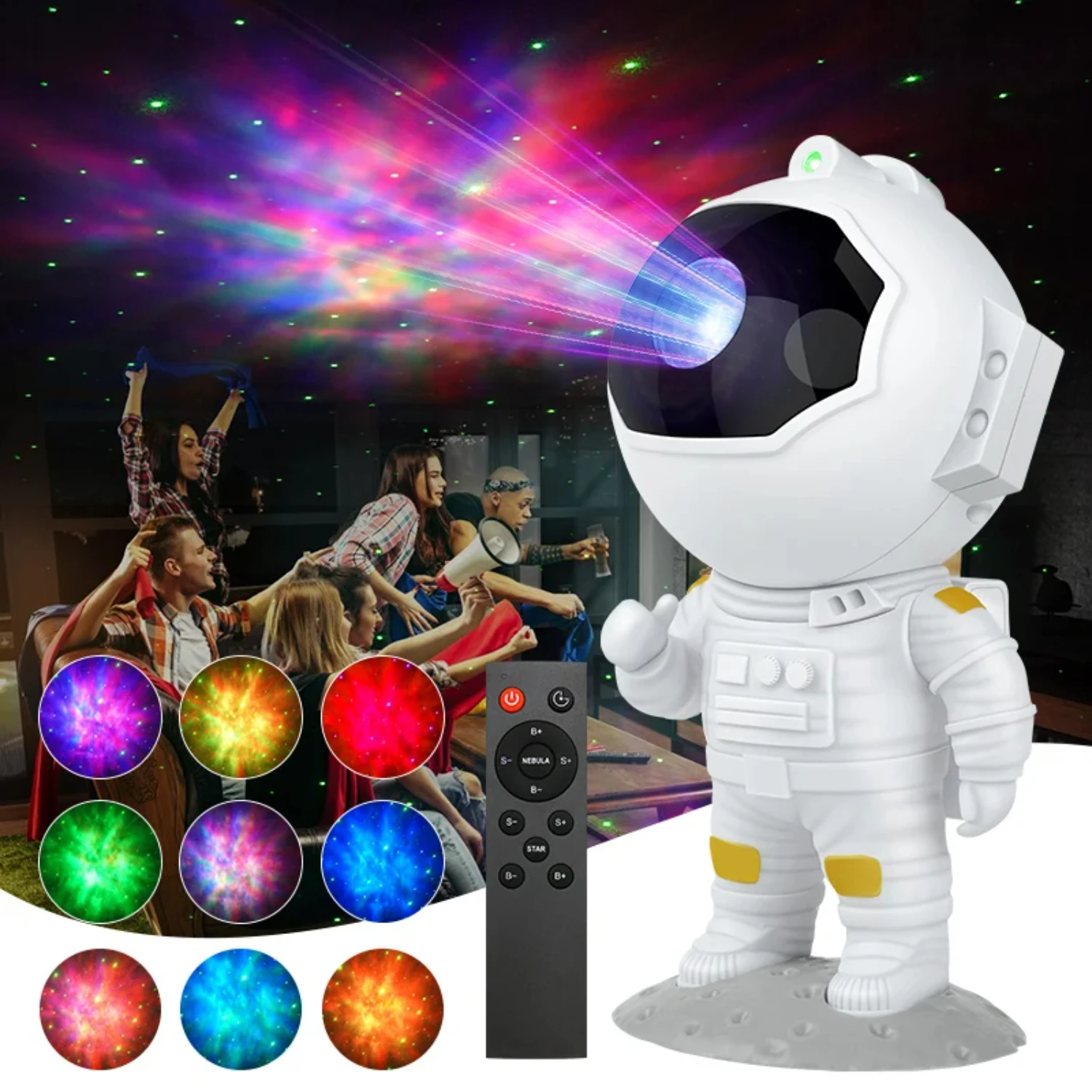 New LED Astronaut  Starry Sky Projector Lamp  Children's Bedroom  Decor Night Light Remote Control Nebula Projection Lamps