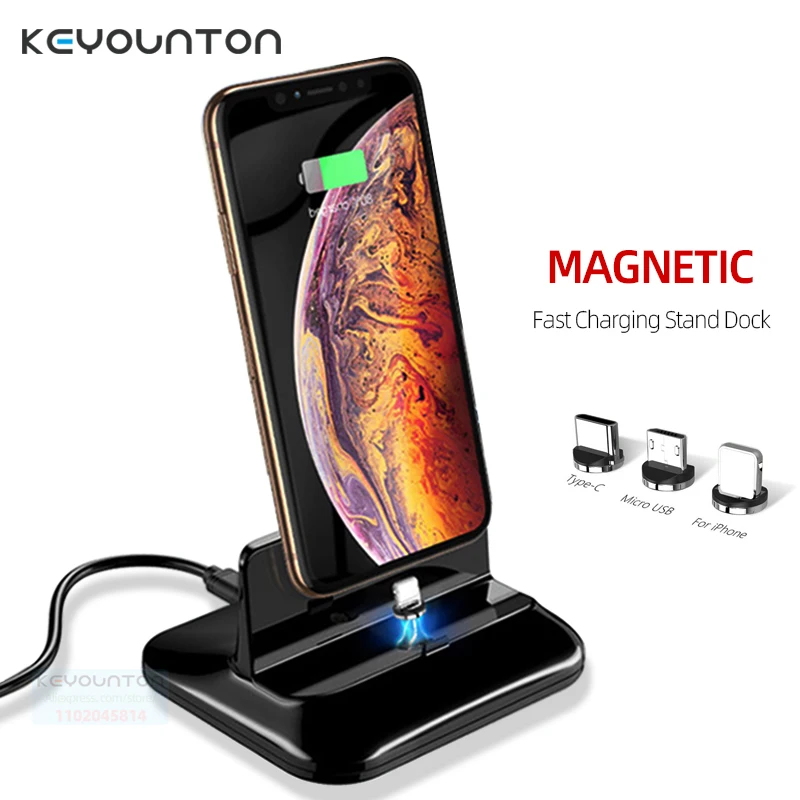 MobilePhone Magnetic Docking Station 3 in 1 For Micro Type-C Ios Fast Charging Holder For iPhone Xiaomi Huawei Data Transmission