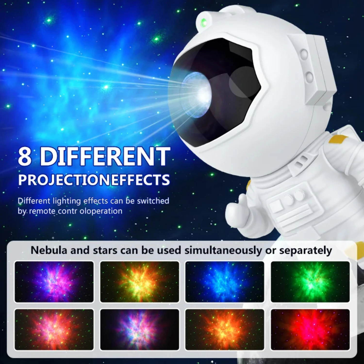 New LED Astronaut  Starry Sky Projector Lamp  Children's Bedroom  Decor Night Light Remote Control Nebula Projection Lamps