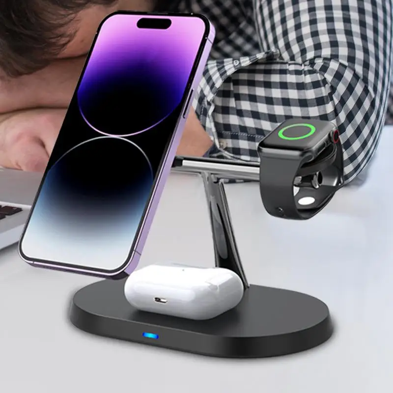 Wireless Charger Stand Portable Wireless Charger Powerful Magnetic Charger Dock Charging Station For Cell Phones Tablets