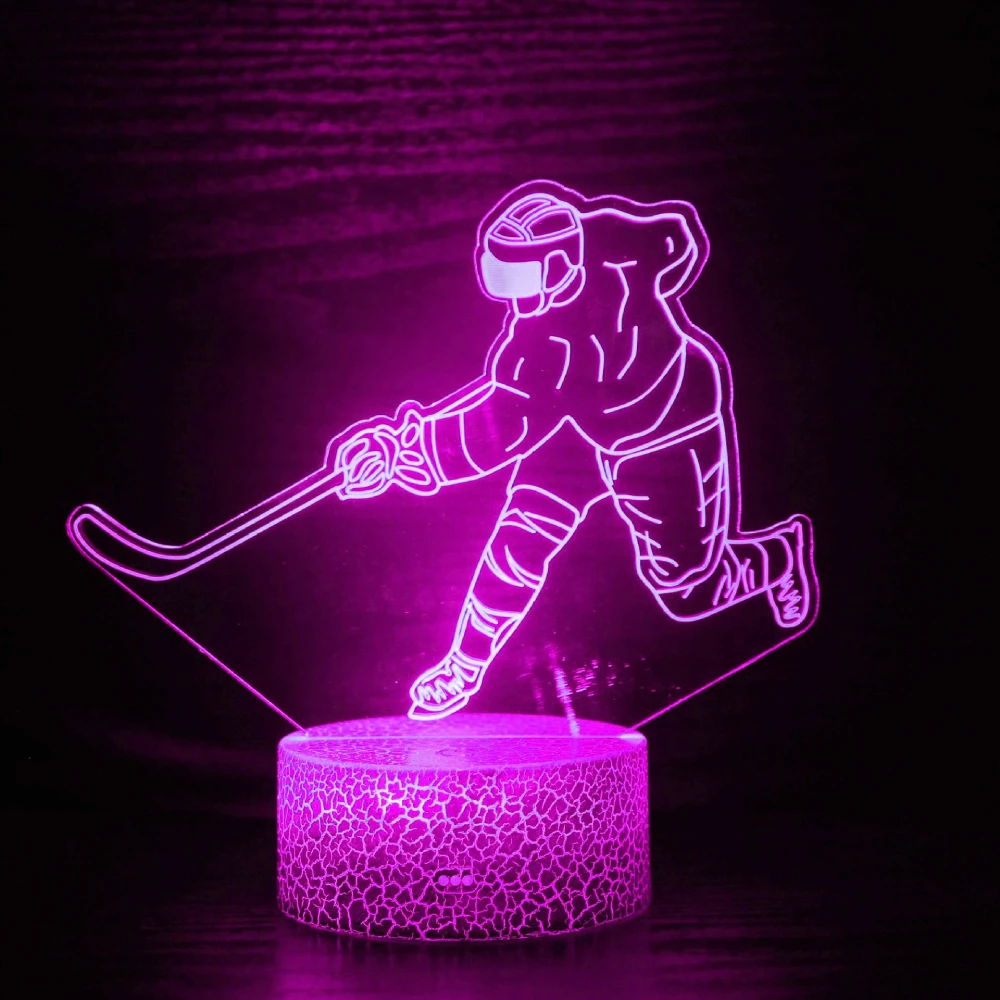 Nighdn Ice Hockey 3D Lamp Night Light 7 Color Changing Boys Room Decor Birthday Christmas Gifts for Kids Hockey Sports Lovers