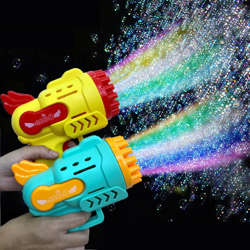 Bubble Gun Kids Toys Electric Automatic Soap Rocket Bubbles Machine Outdoor Wedding Party Toy LED Light Children Birthday Gifts