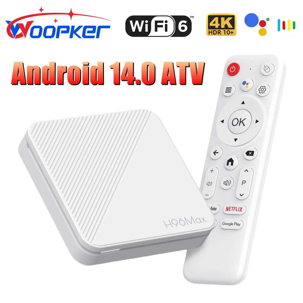 Woopker ATV H96 MAX H313 Smart TV Box Android 14 Smart TV Box Android13 2GB 16GB 8GB Wifi6 BT 4K HD Google Voice Media Player