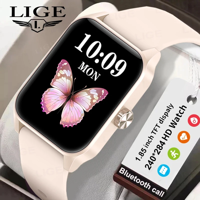 LIGE 2024 Smart Watch Women Custom Dial Smartwatch For Android IOS Waterproof Bluetooth Music Watches Full Touch Bracelet Clock