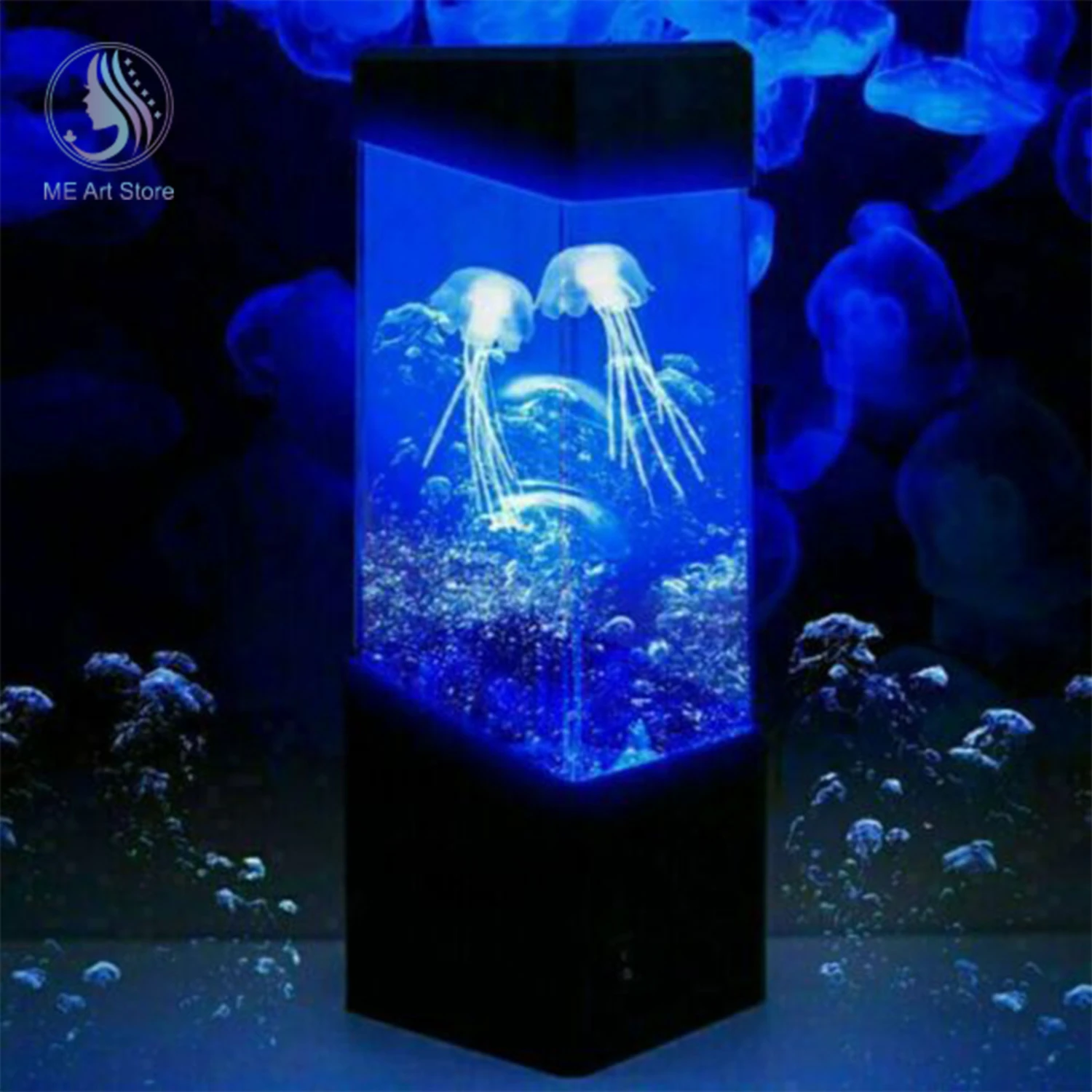 Colorful LED Jellyfish Light Lava Lamp - Aquarium Mood Night Light for Bedroom, Room Lighting, Bedside Lamps - Ocean Theme Decor